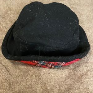 90’s Vintage Blossom Inspired or Bucket Hat Reversible Plaid & Black Warm Wool